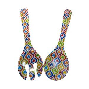 Disney Mickey Mouse Salad Serving Spoon & Fork Set Colorful Pattern